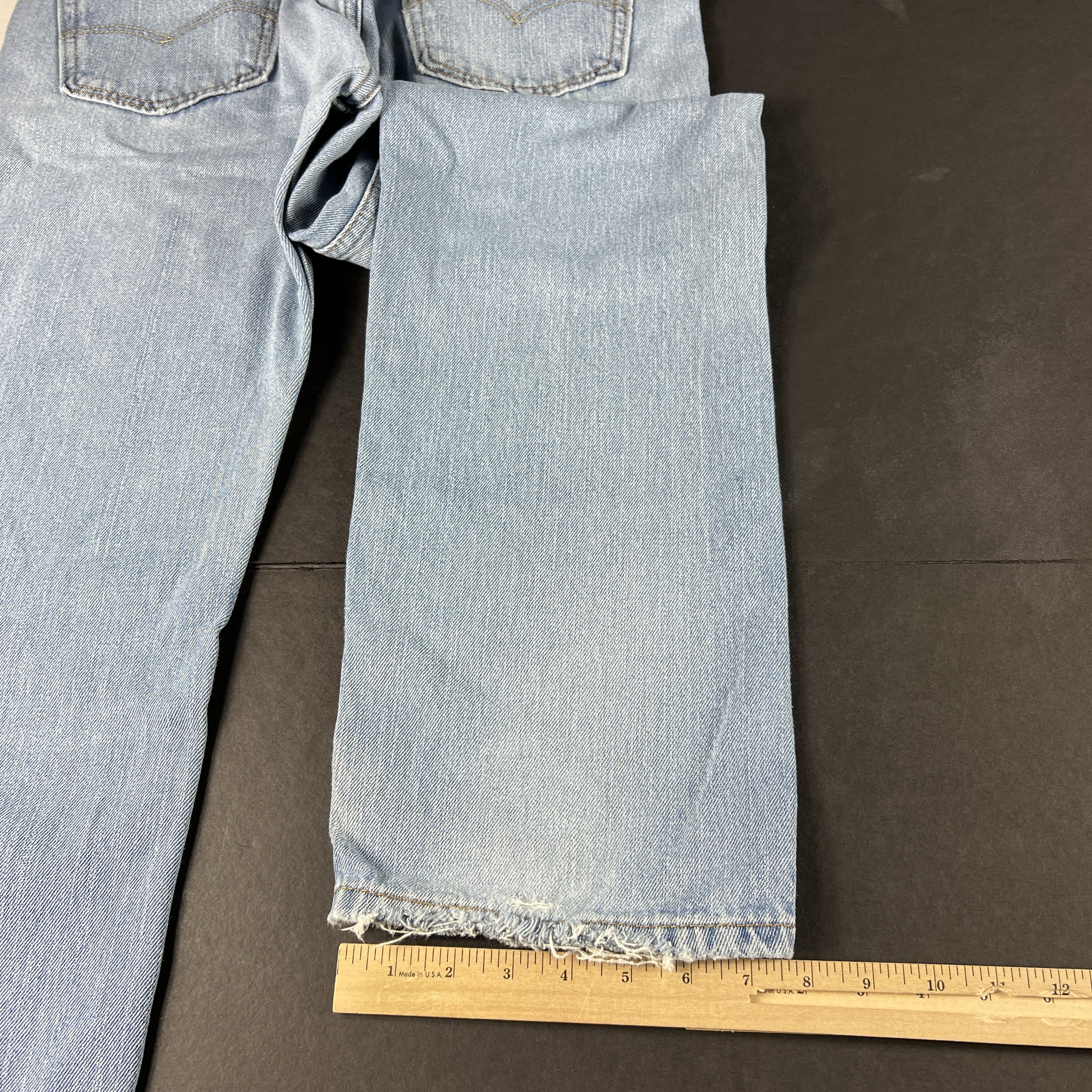 Levi's Levi's Jeans 505 Straight Leg Light Blue Distressed Denim Size US 35 - 14 Thumbnail