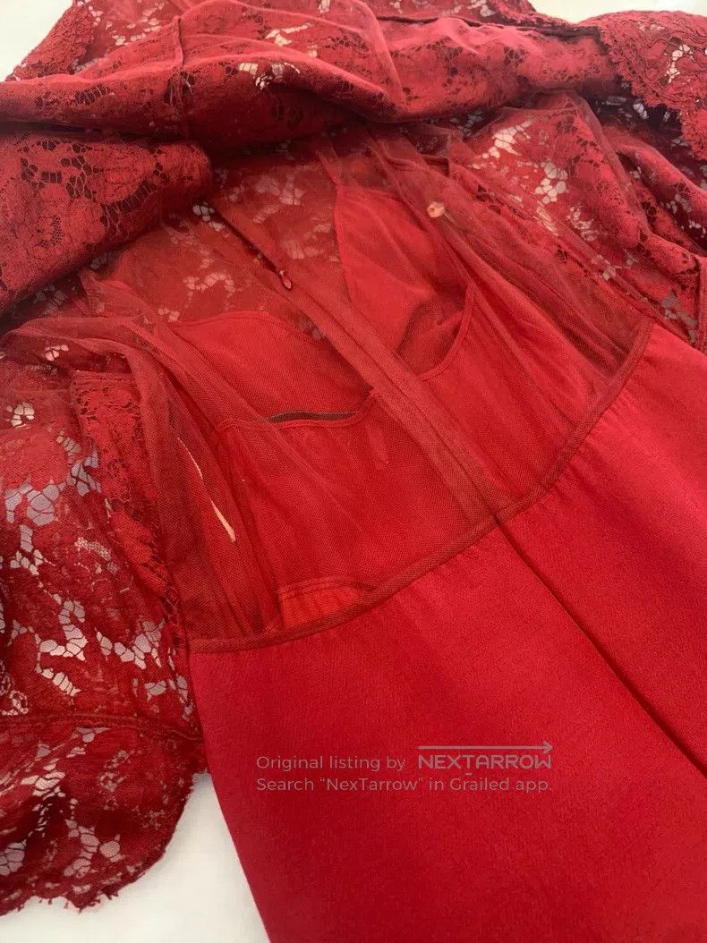 Valentino Valentino Burgundy lace paneled flared sleeve cropped dres Size XS / US 0-2 / IT 36-38 - 4 Thumbnail