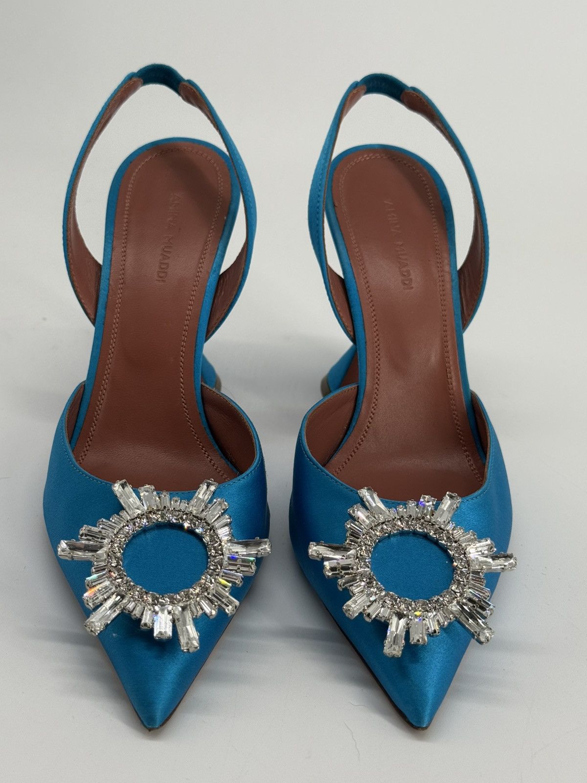 Amina Muaddi Amida Muaddi Begum Satin Slingbag Pumps Blue 38 1/2 Size US 9 / IT 39 - 1 Thumbnail