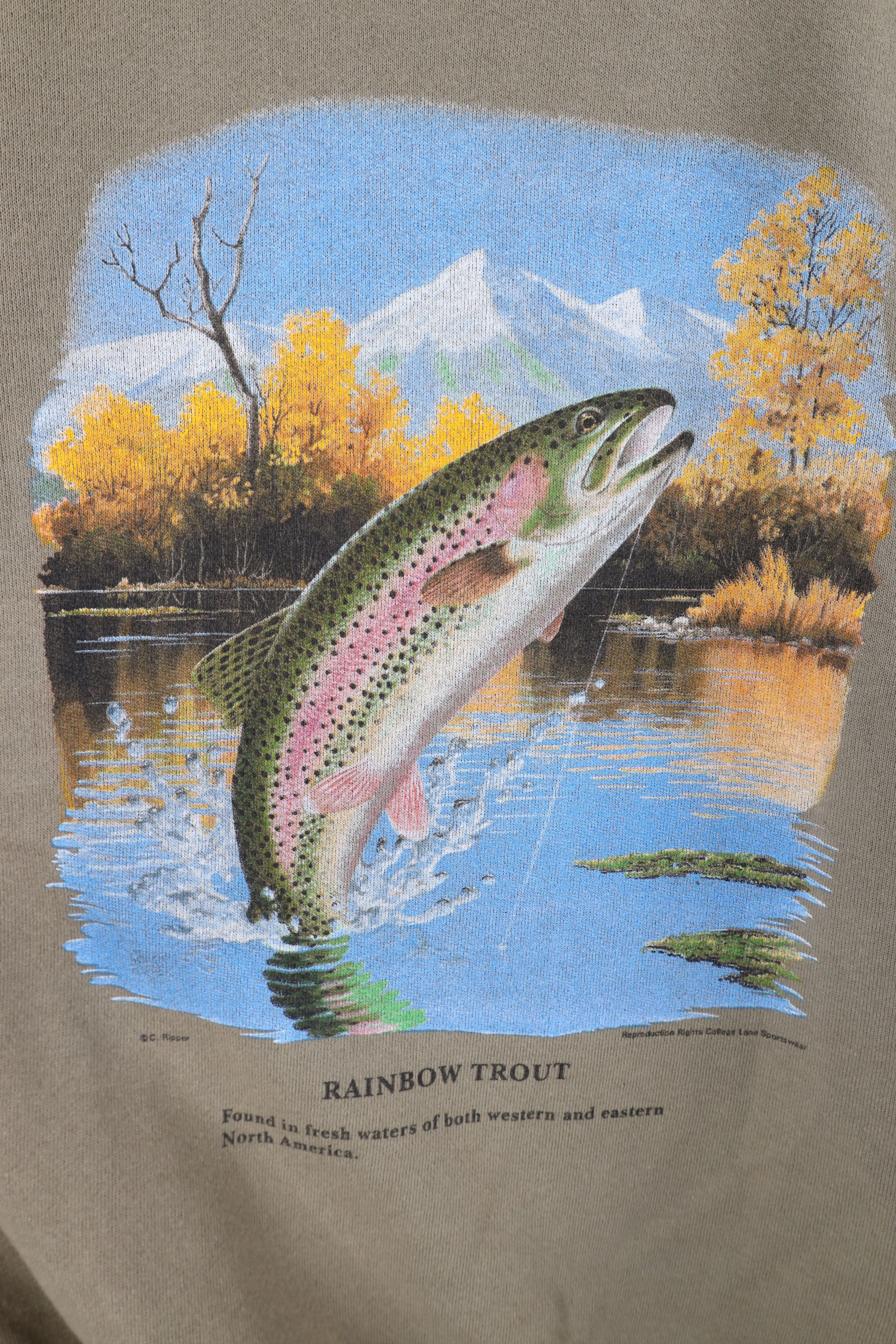 Vintage Vintage 90s Streetwear Nature Rainbow Trout Sweatshirt USA Size US XL / EU 56 / 4 - 4 Thumbnail