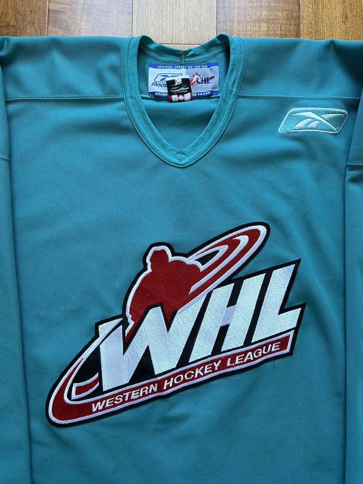 Reebok Vintage 90s Reebok WHL CHL Fight Strap Authentic Teal Jersey Size US XXL / EU 58 / 5 - 4 Thumbnail