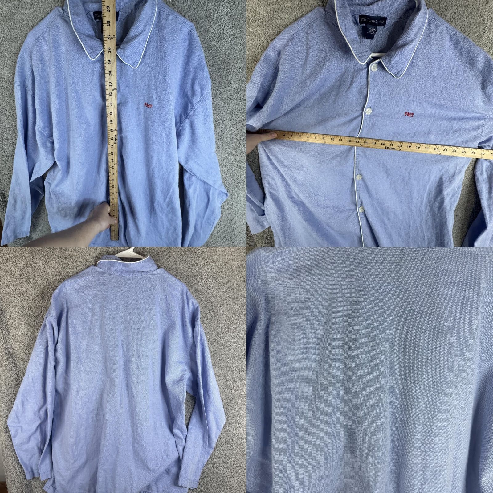 Polo Ralph Lauren Polo Ralph Lauren Pajama Top Mens XL Blue Chambray Piped Monogram PMT Shirt Size US XL / EU 56 / 4 - 8 Thumbnail