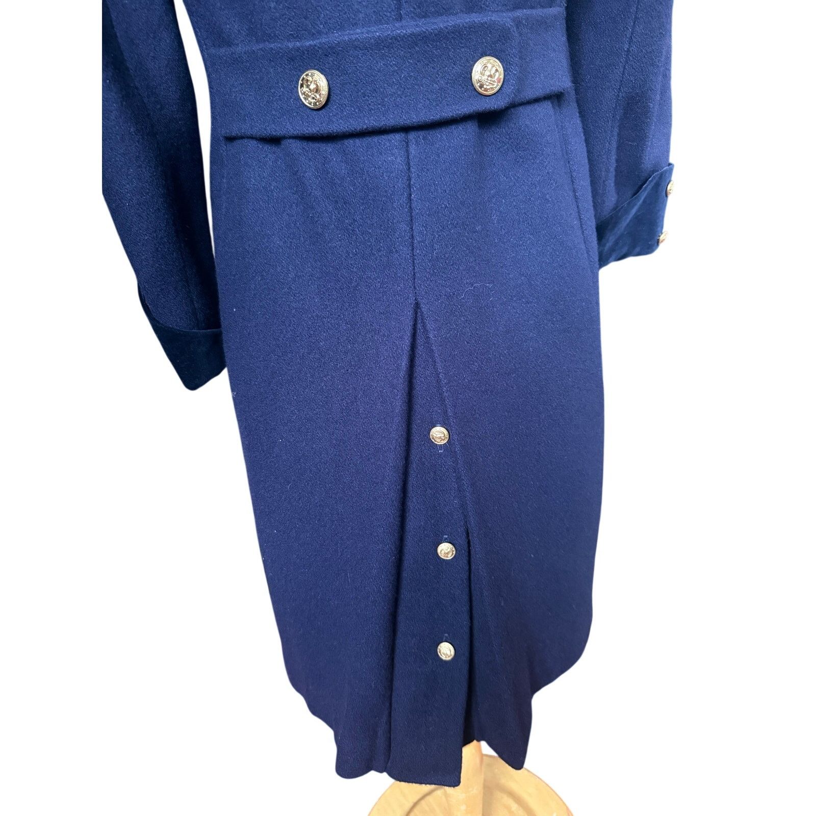 Vintage Vintage 60s Wool Navy Blue Gold Swing Pea Coat X Small Size XS / US 0-2 / IT 36-38 - 7 Thumbnail