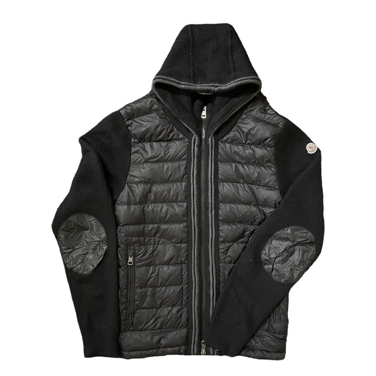 image of Moncler Maglia Tricot Puffer Cardigan in Black, Men's (Size Small)