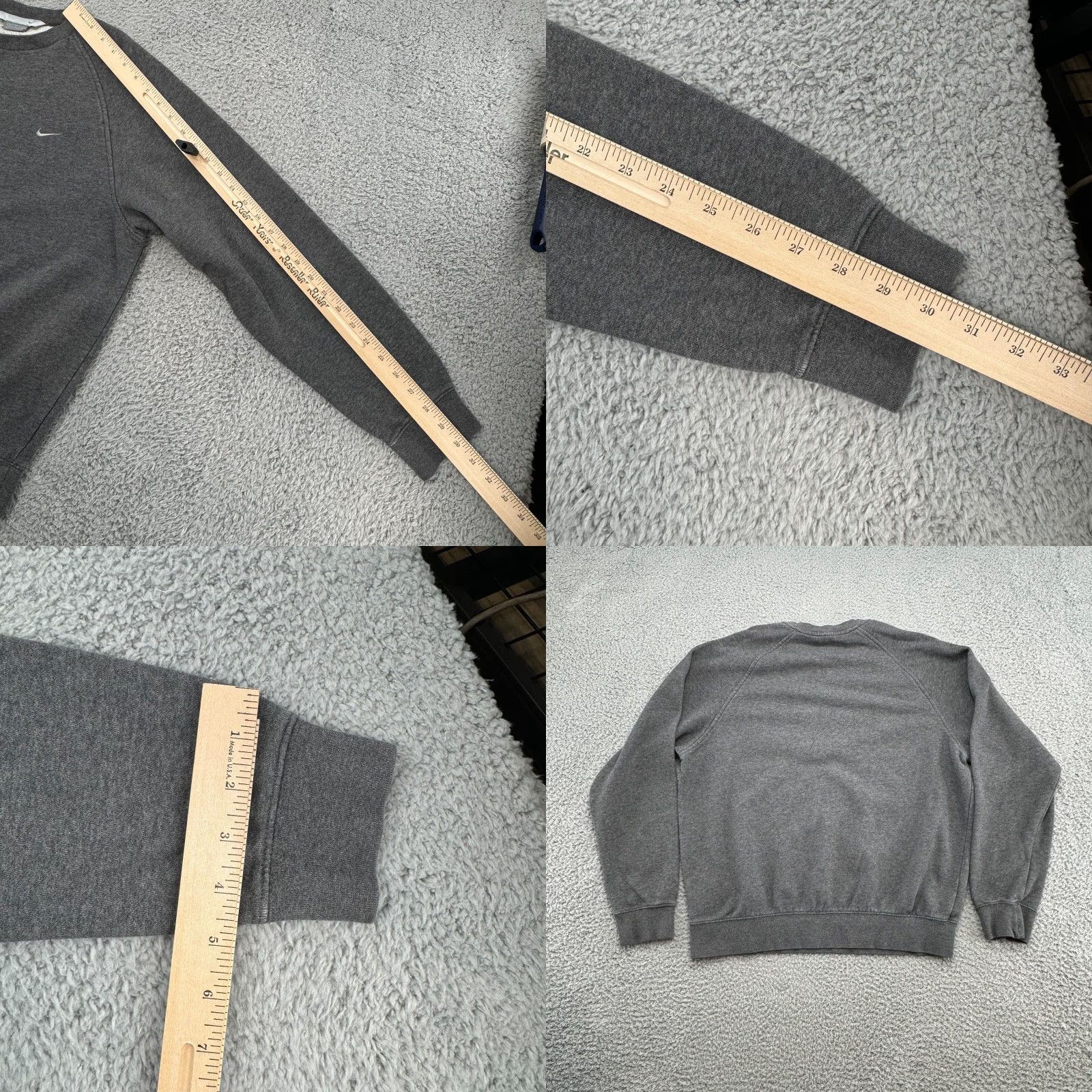Nike VINTAGE Nike Men's Long Sleeve Raglan Crew Neck Mini Swoosh Sweatshirt Gray M Size Size US M / EU 48-50 / 2 - 8 Thumbnail
