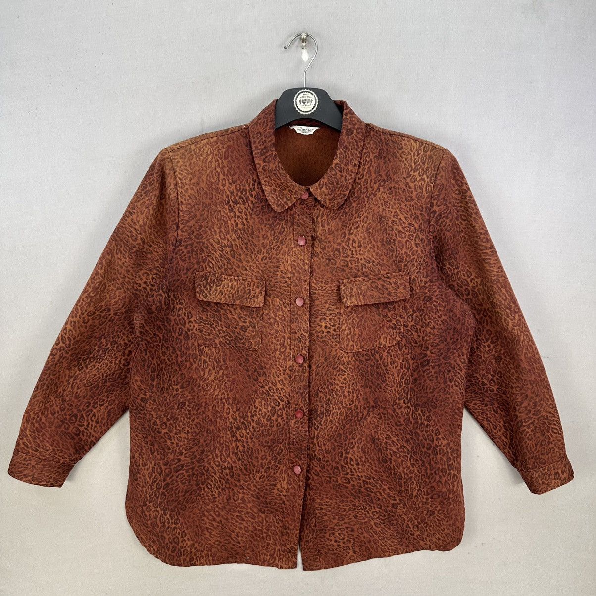 Japanese Brand Vintage 80's Leopard Shirt Flap Pocket by Chenier Faminine Size M / US 6-8 / IT 42-44 - 1 Thumbnail