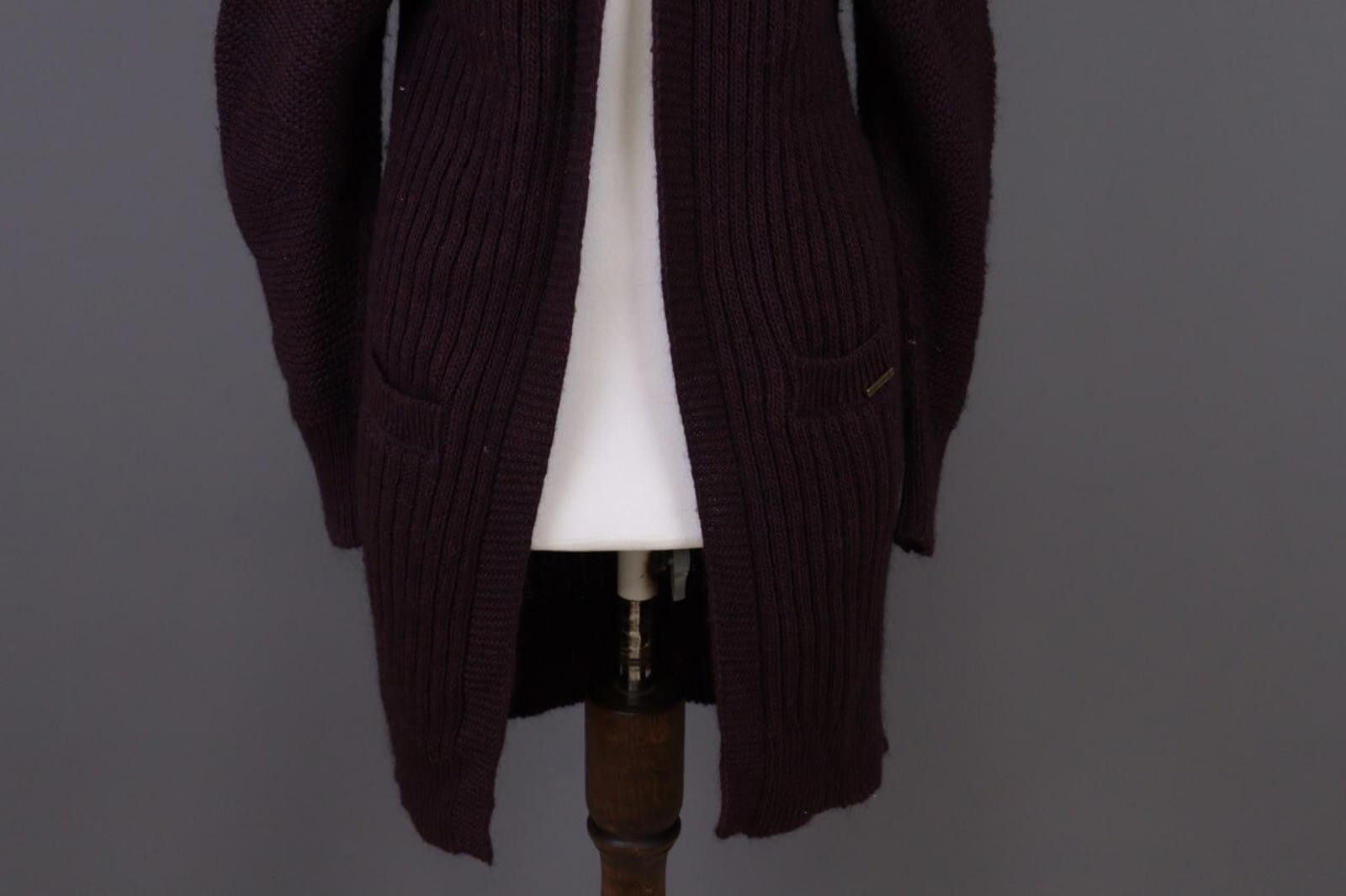 Designer Cop Copine Brown Open Front Wrape Cardigan Sweater Coat Size L / US 10 / IT 46 - 2 Thumbnail