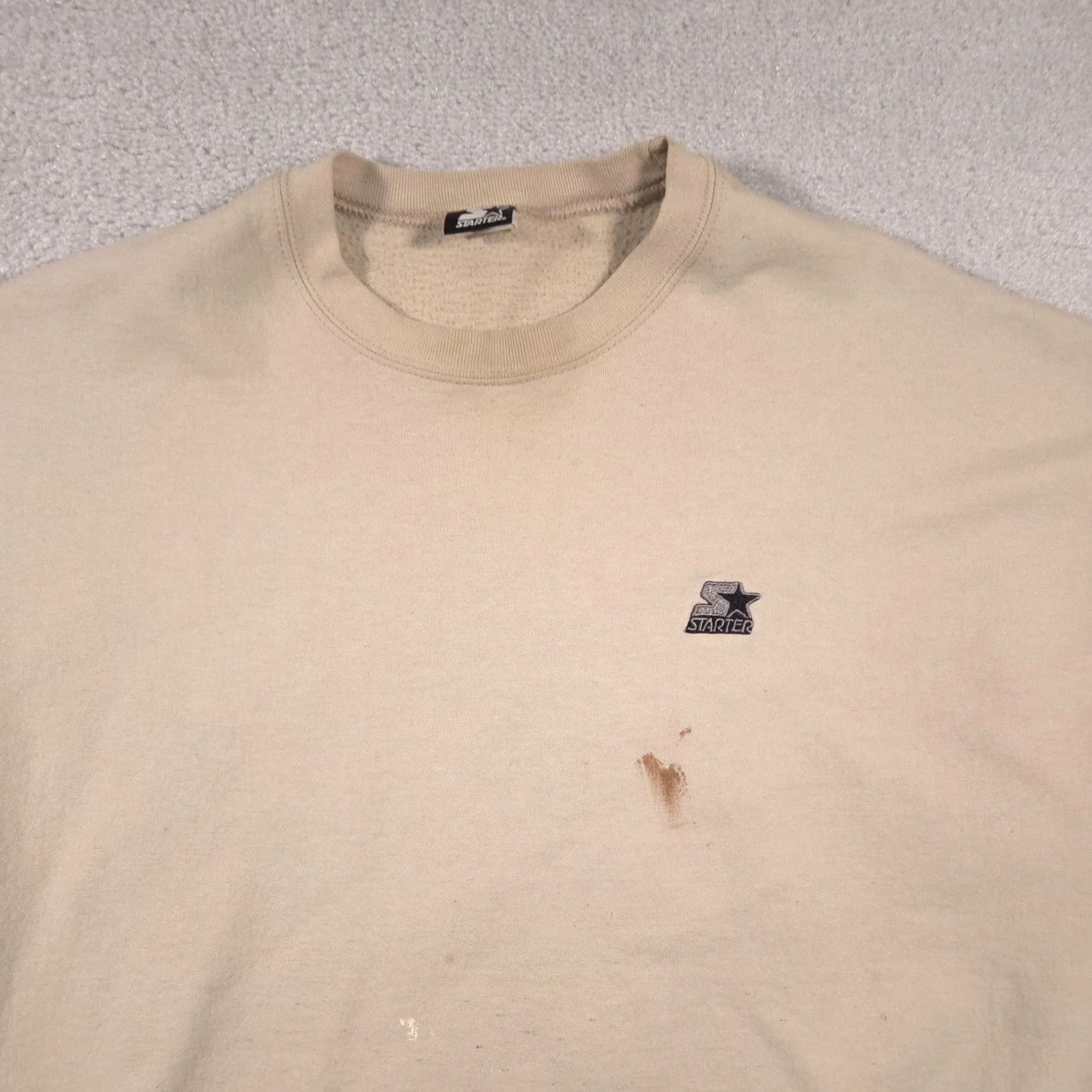 Starter VINTAGE Starter Sweatshirt Mens XL Tan Beige Crewneck Pullover Embroidered Logo Size US XL / EU 56 / 4 - 3 Thumbnail