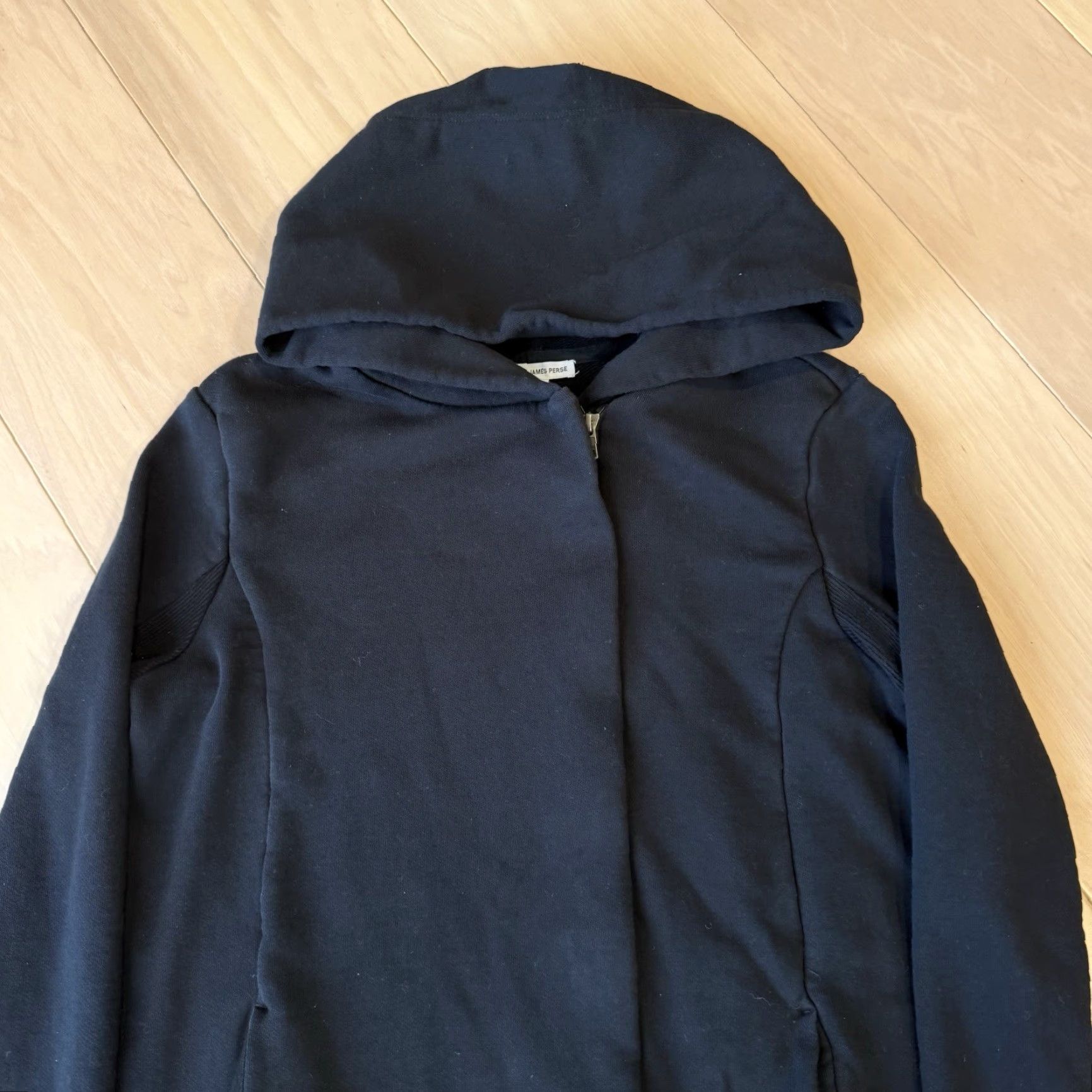James Perse VINTAGE James Perse Jacket Women’s 4 Black Cotton Full Zip Asymmetrical Hoodie Fleece Size S / US 4 / IT 40 - 3 Thumbnail