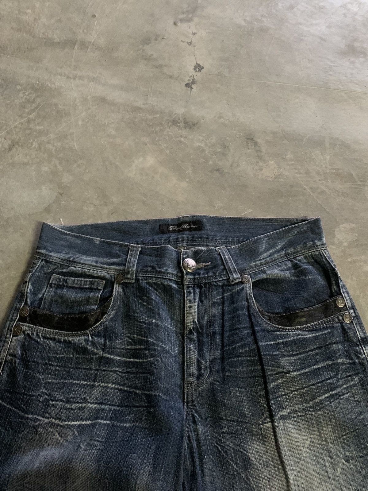 If Six Was Nine ROOT THREE STYLE honeycomb whiskered wash jeans punk goth Size US 33 - 3 Thumbnail