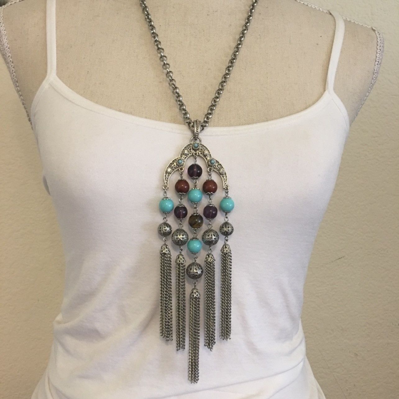 Jewelry R.J. Graziano glass bead tassel chain necklace Size ONE SIZE - 1 Thumbnail