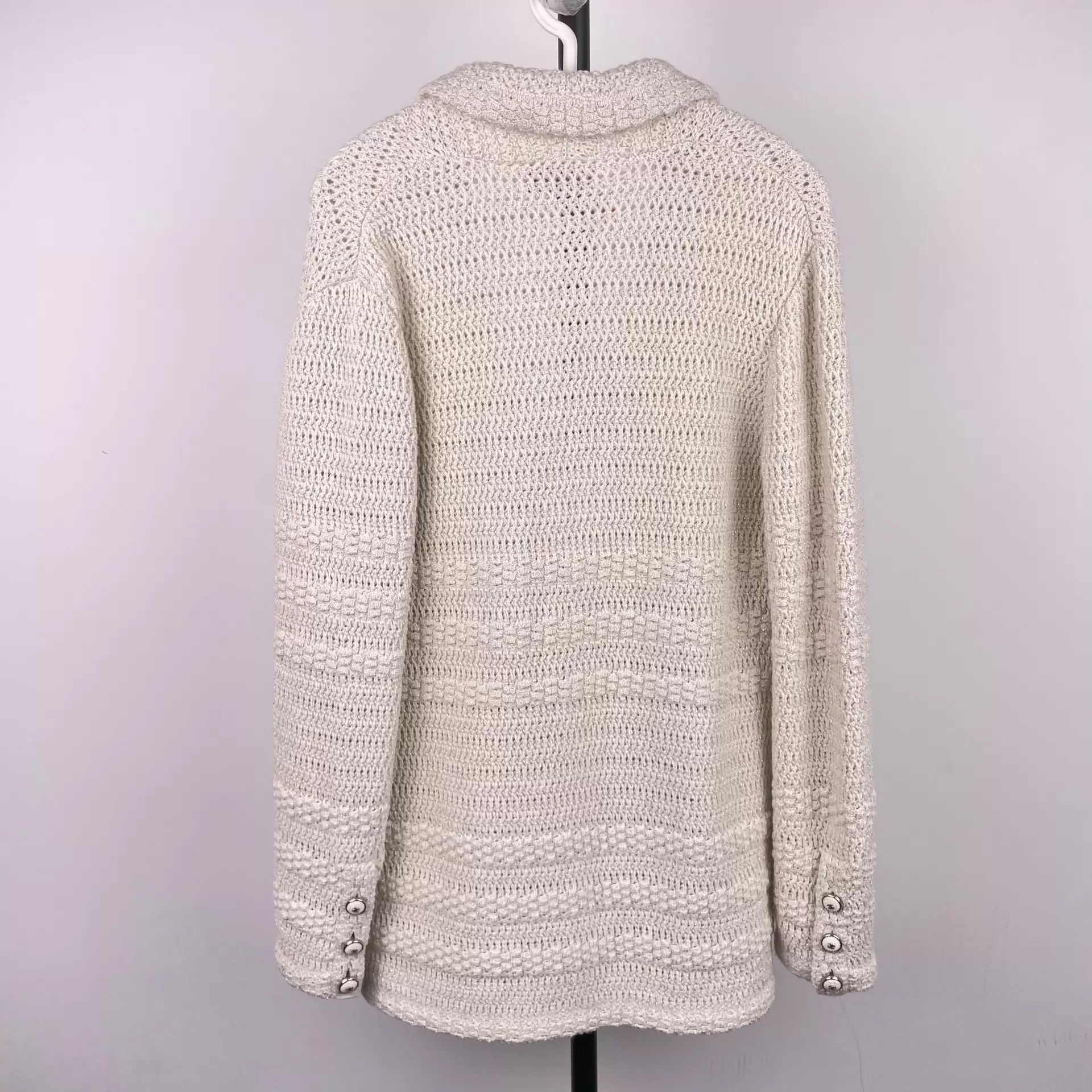 Chanel Chanel Wool Cardigan 34 White Silver 260404DLJYQ27 Size XS / US 0-2 / IT 36-38 - 2 Thumbnail