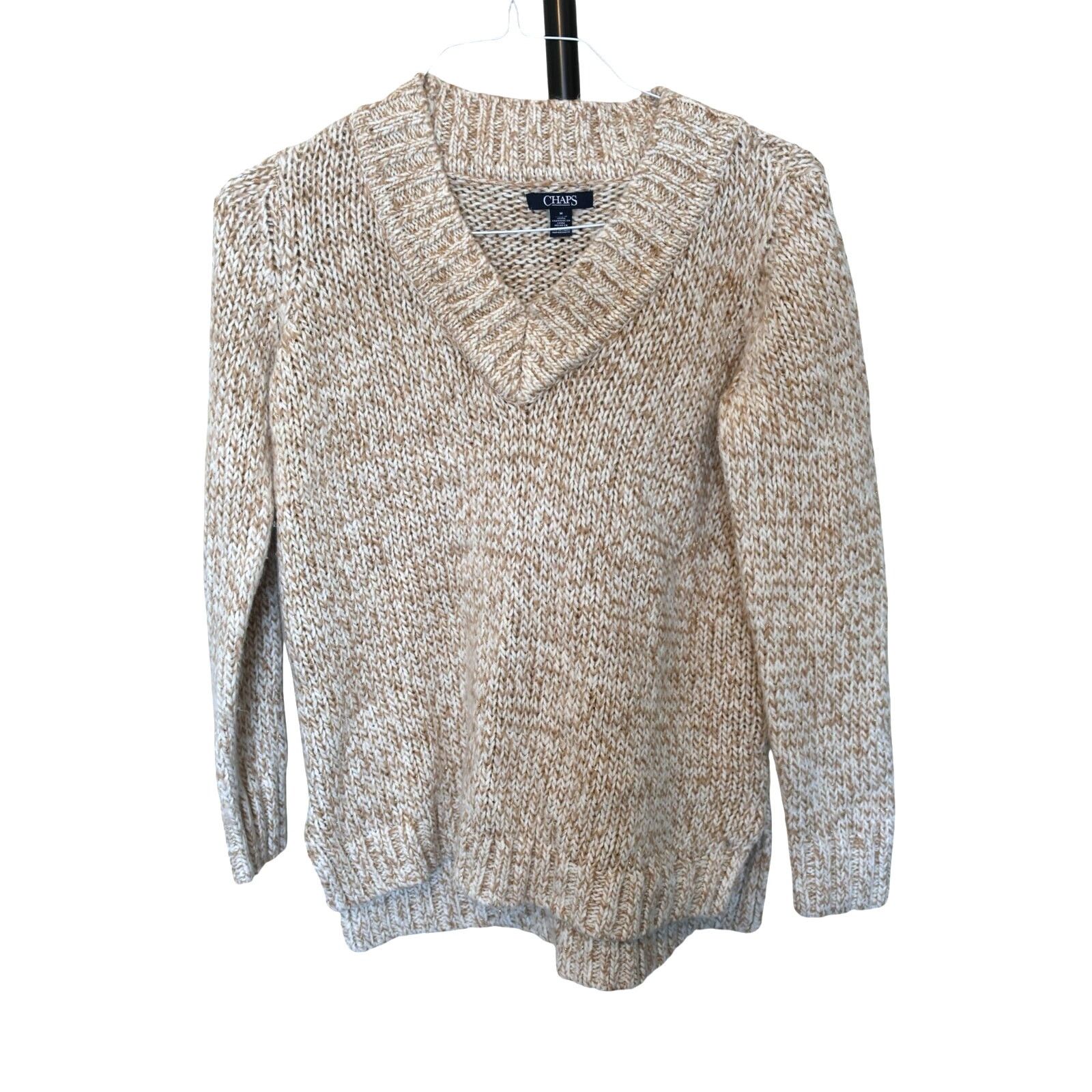 Chaps Chaps V-Neck Sweater - Size Medium - Tan - EUC Size M / US 6-8 / IT 42-44 - 6 Thumbnail