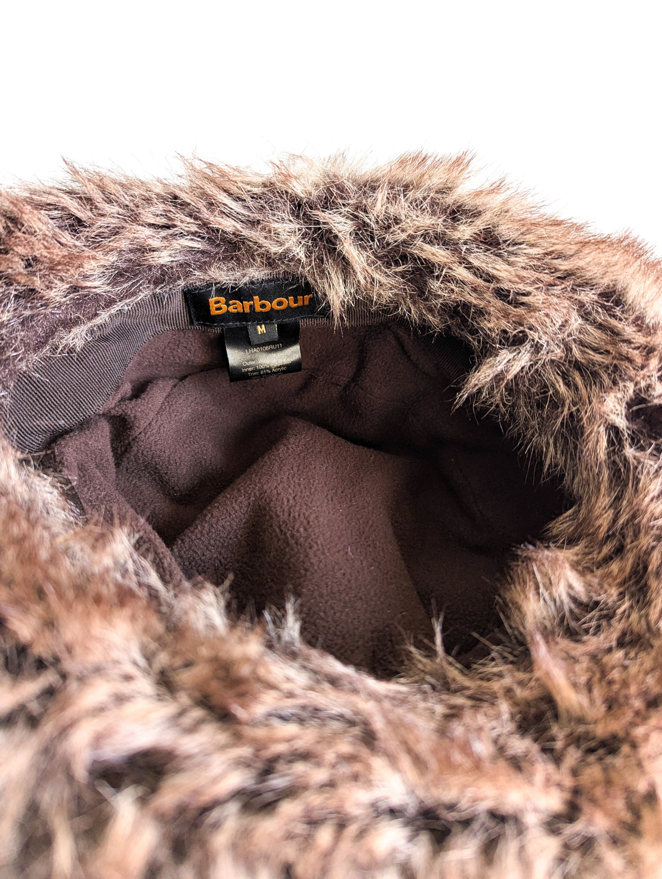 Barbour Barbour Waxed Fuzzy Bucket Hat Womens Wax Brown Fur Size ONE SIZE - 6 Thumbnail