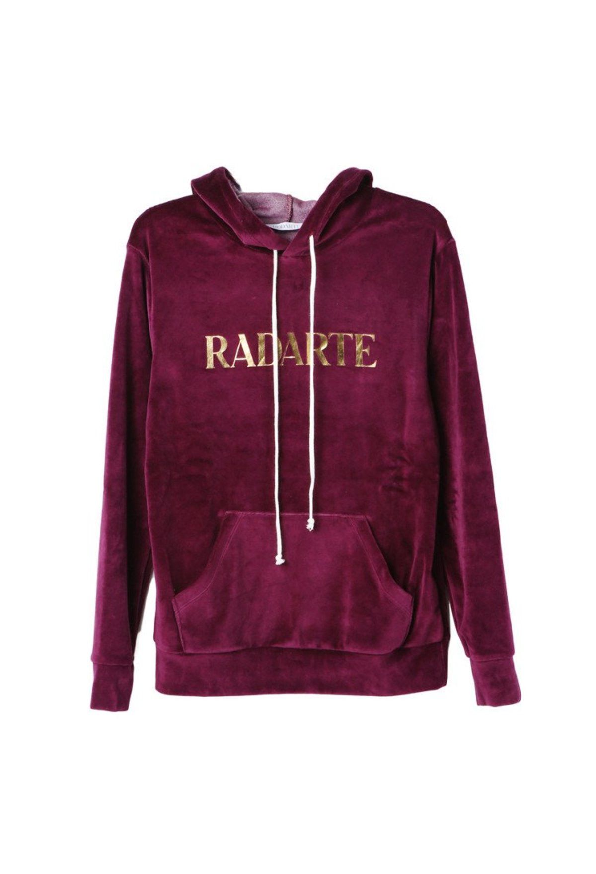 image of Rodarte Radarte Maroon Velour/velvet Gold Foil Hoodie - in Red Velvet, Women's (Size Large)