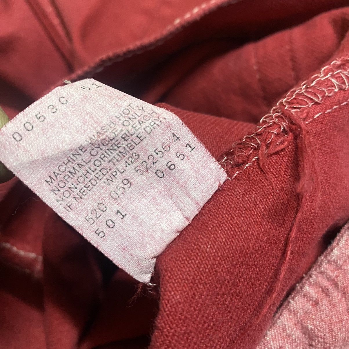 Levi's Vintage 90s Levis 501 Red Denim Jeans Dyed Size US 31 - 17 Thumbnail