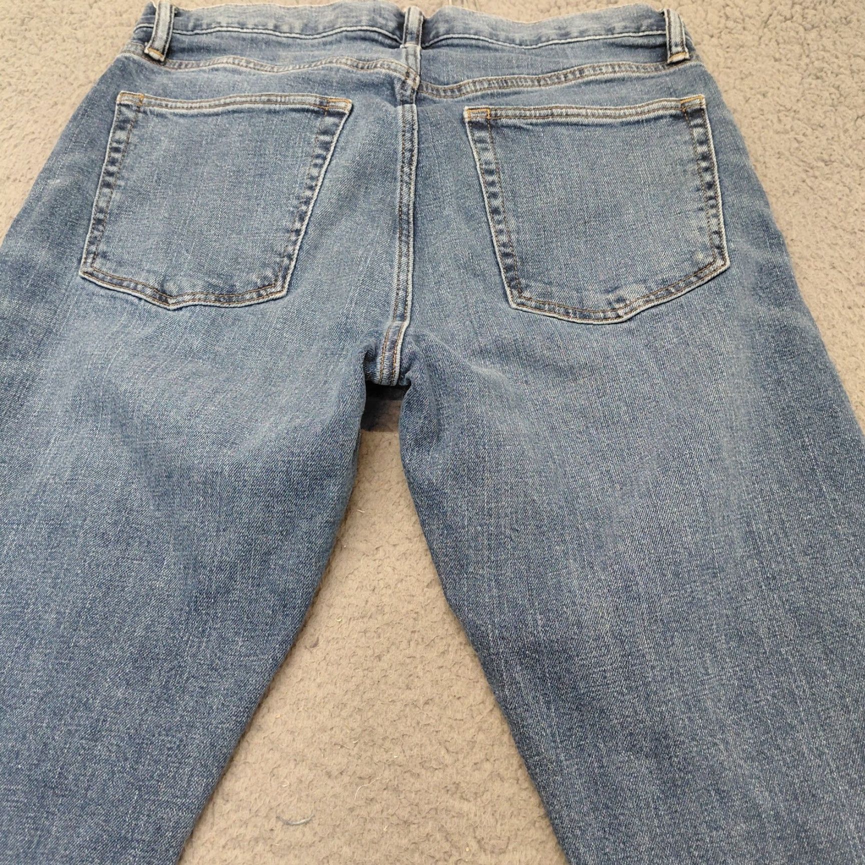 Gap Gap Jeans Men 29x34 Blue Denim Straight Taper Stretch Medium Wash Preppy 5-Pocket Design Regular Fit Jeans Mens Size US 29 - 3 Thumbnail