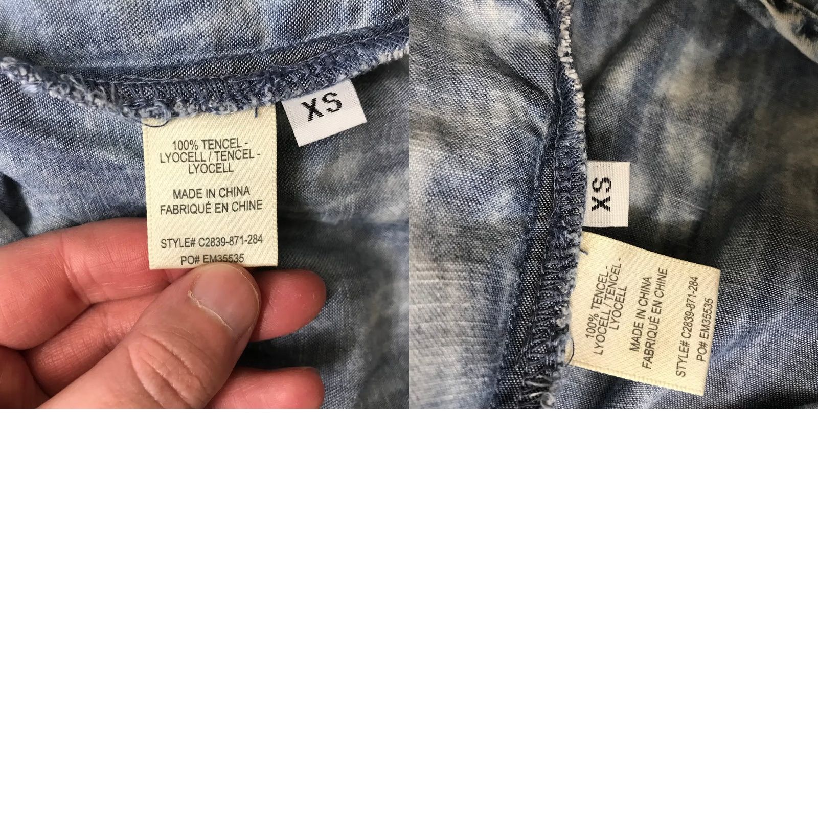 Vintage Cloth & Stone Womens XS Blue White Chevron Acid Wash Tencel Sleeveless Shirt Size XS / US 0-2 / IT 36-38 - 8 Thumbnail