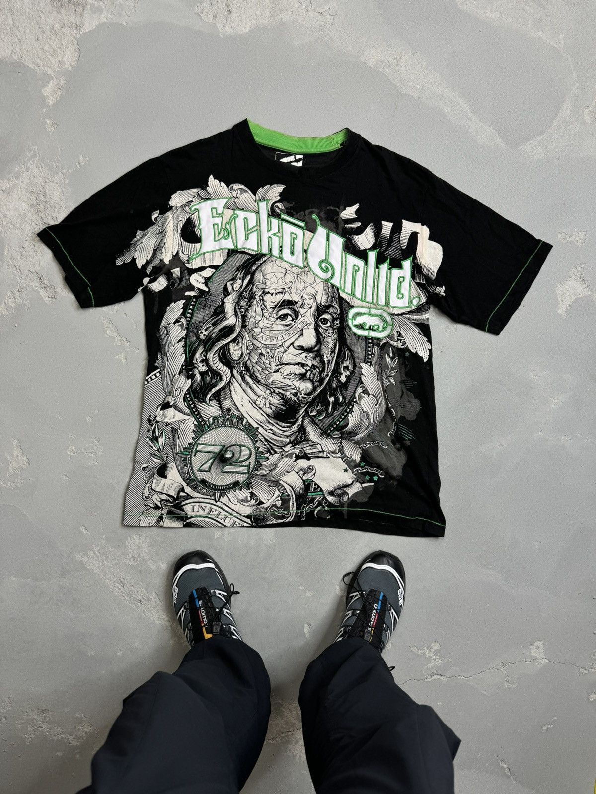 VINTAGE ECKO UNLTD. T-SHIRT FRANKLIN ONE HUNDREDS DOLLARS