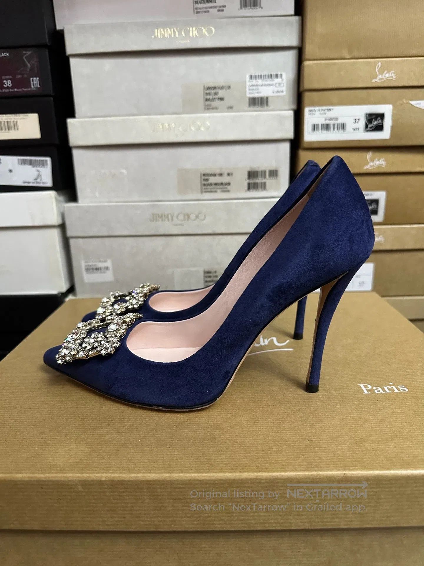 Roger Vivier Roger Vivier Blue Diamond Buckle Heels. Size US 6.5 / IT 36.5 - 3 Thumbnail