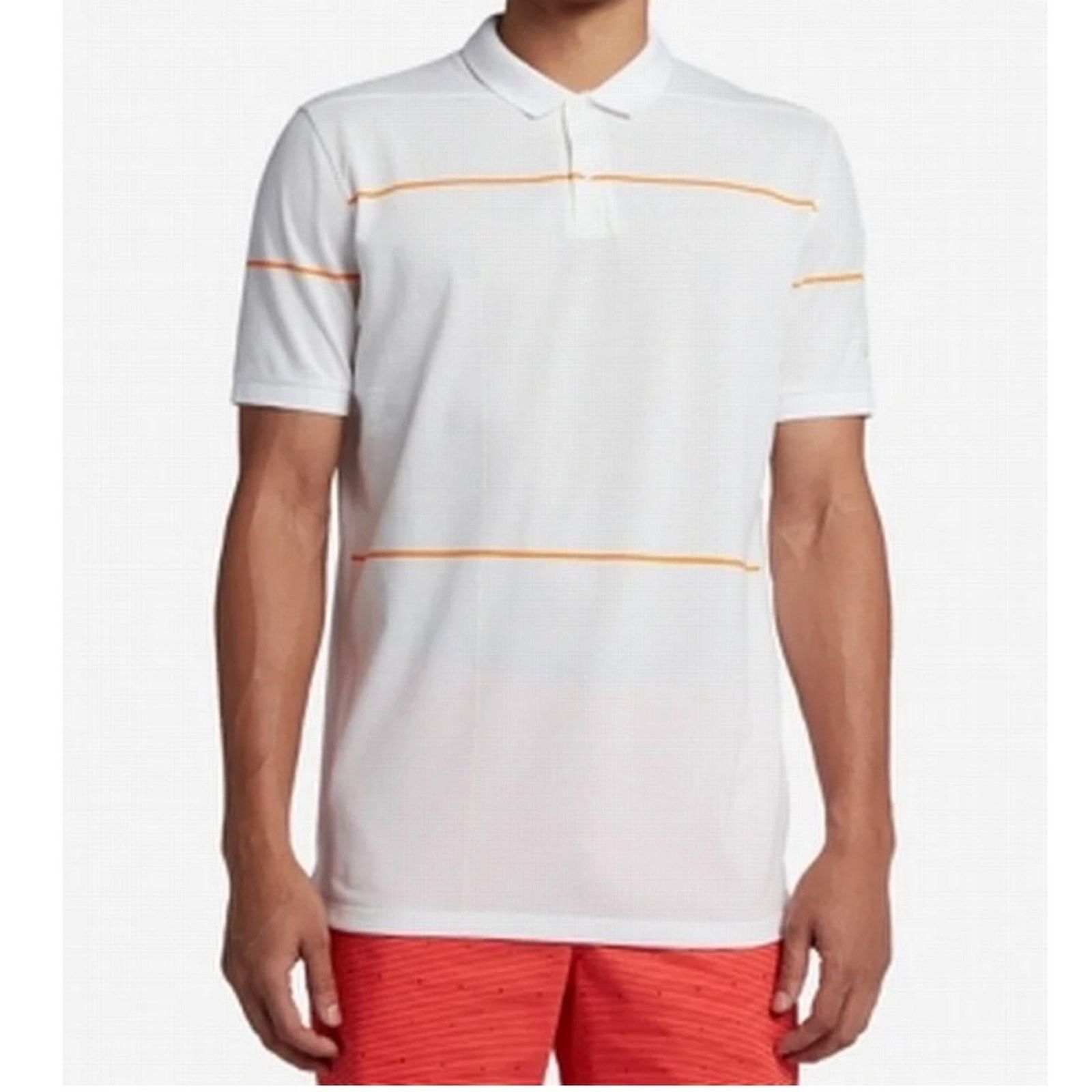 Nike Nike White/Orange Striped Dri-Fit Piqued Golf Polo Size US S / EU 44-46 / 1 - 2 Thumbnail