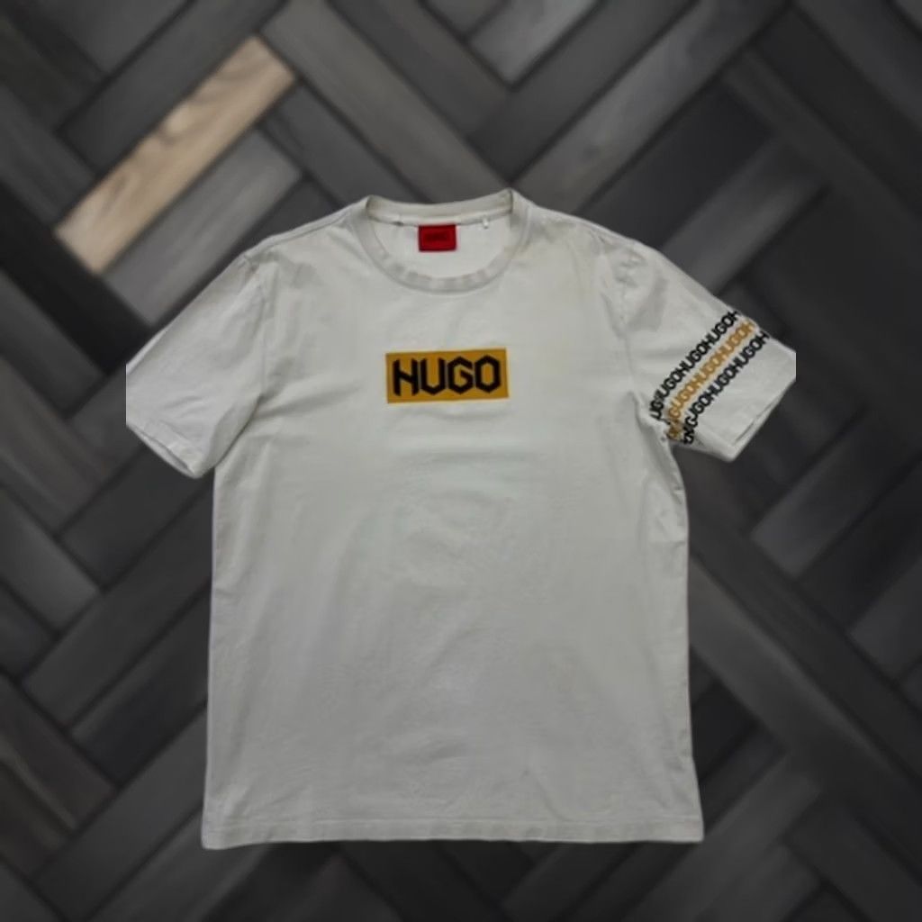 Logo 7 HUGO Mens White Logo Graphic T-Shirt Size L Crew Neck Size US L / EU 52-54 / 3 - 1 Thumbnail