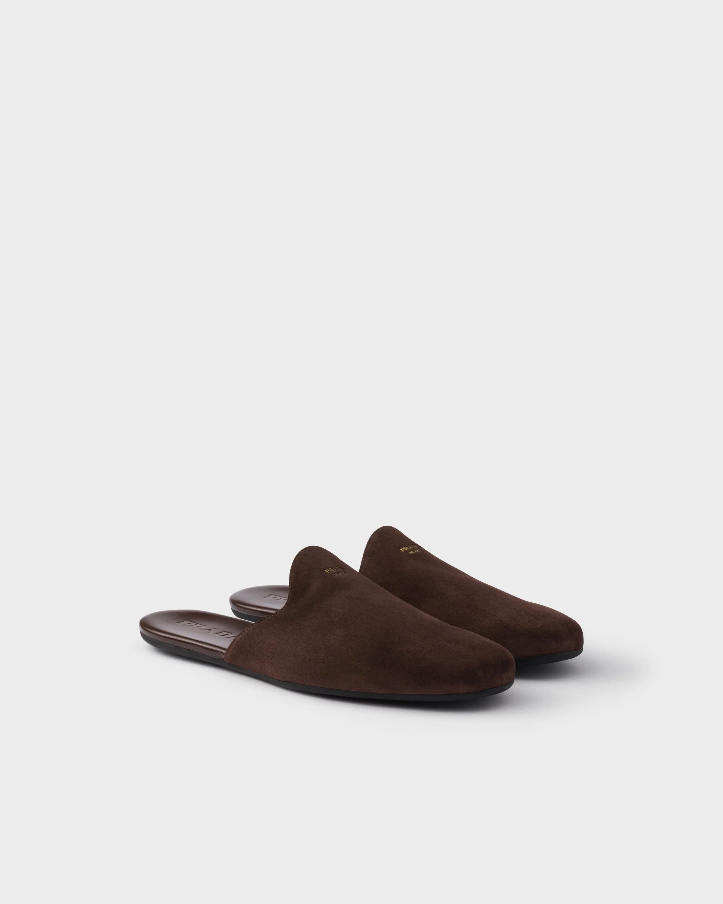 Prada o1srvl11e0226 Suede Slippers in Brown Size US 10 / EU 43 - 1 Thumbnail