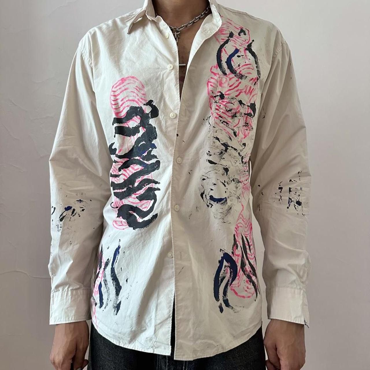 Uniqlo ASTROBOI* x Uniqlo 'Tattoo' Tan Graphic Button Up Shirt -XL Size US XL / EU 56 / 4 - 2 Thumbnail