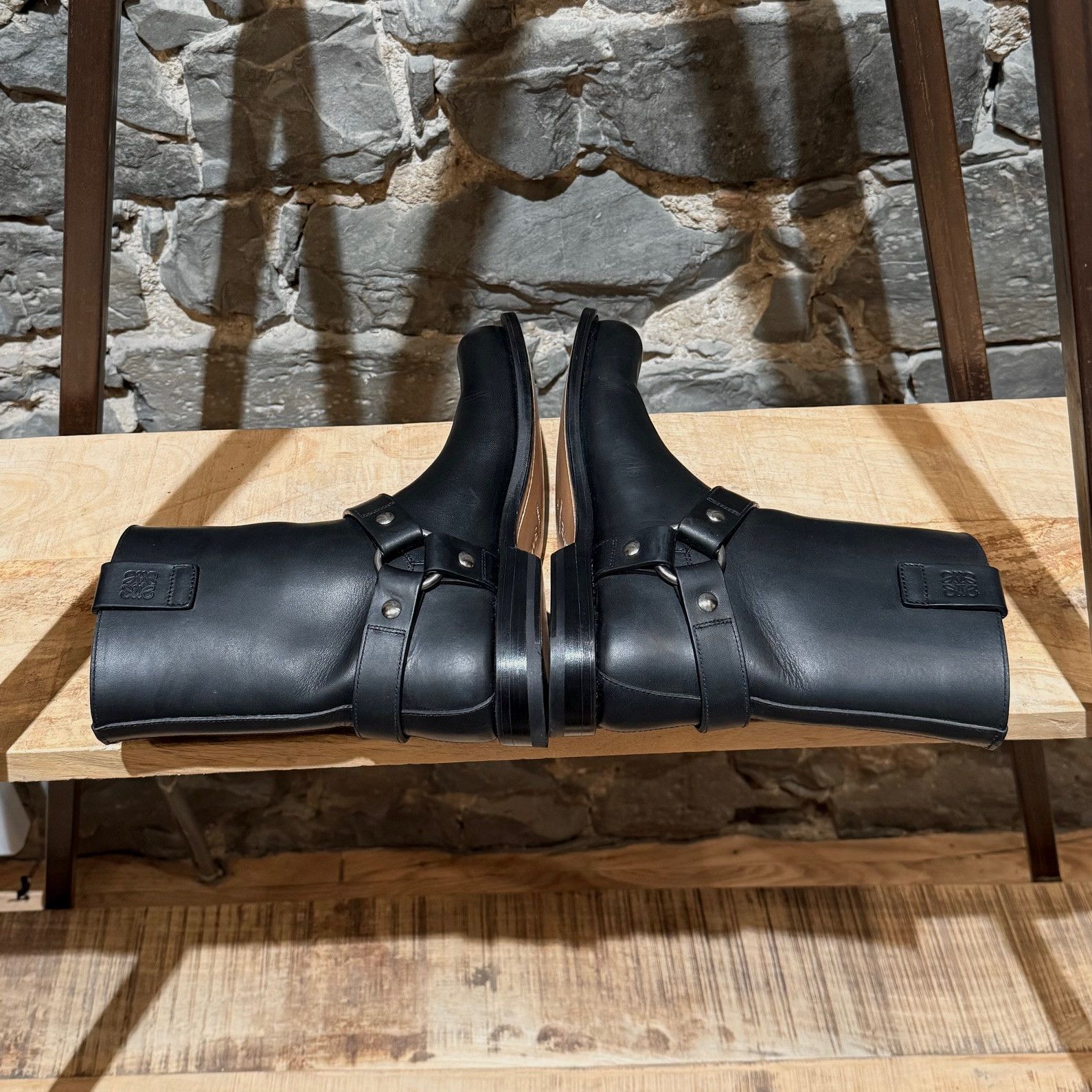 Loewe LOEWE Black Leather Campo Harness Biker Boots Size US 6 / IT 36 - 10 Thumbnail