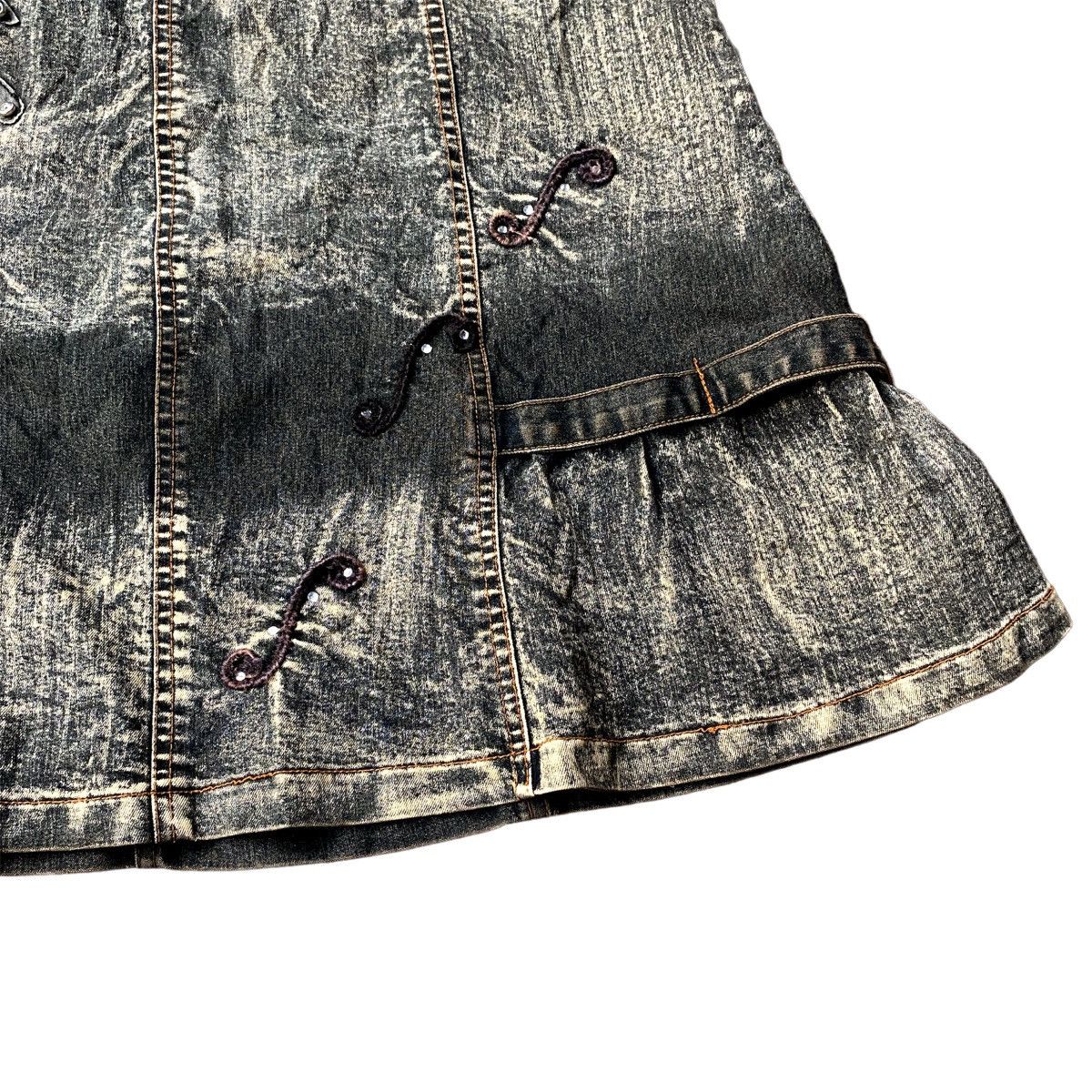 Hysteric Glamour Vintage Y2K Kufng Bondage Flared Mud Wash Denim Skirt Size 30" / US 8 / IT 44 - 3 Thumbnail