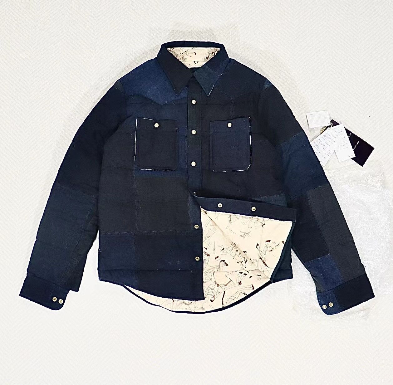 image of Visvim Ict Kerchief Down Jkt Kofu Indigo, Men's (Size Small)