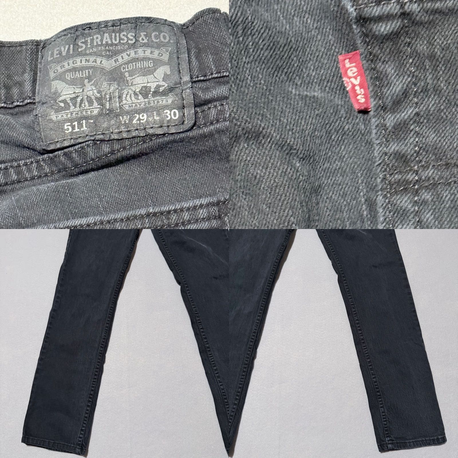 Levi's Levi's Jeans Men Black Denim Mid-Rise Classic Straight Zip Fly 29X30 511 Size US 29 - 8 Thumbnail