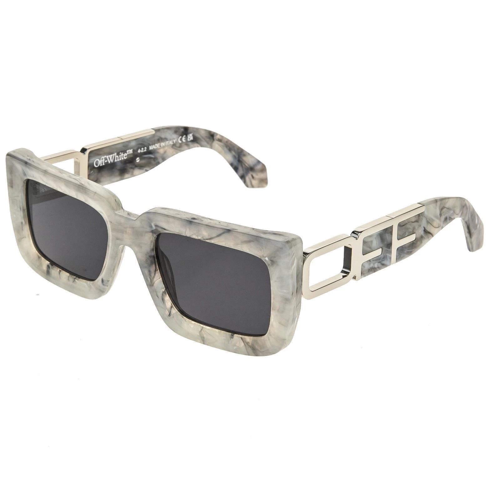 Off-White OFF-WHITE 073 OERI073 Gray Marble BOSTON Logo Sunglasses Size ONE SIZE - 4 Thumbnail