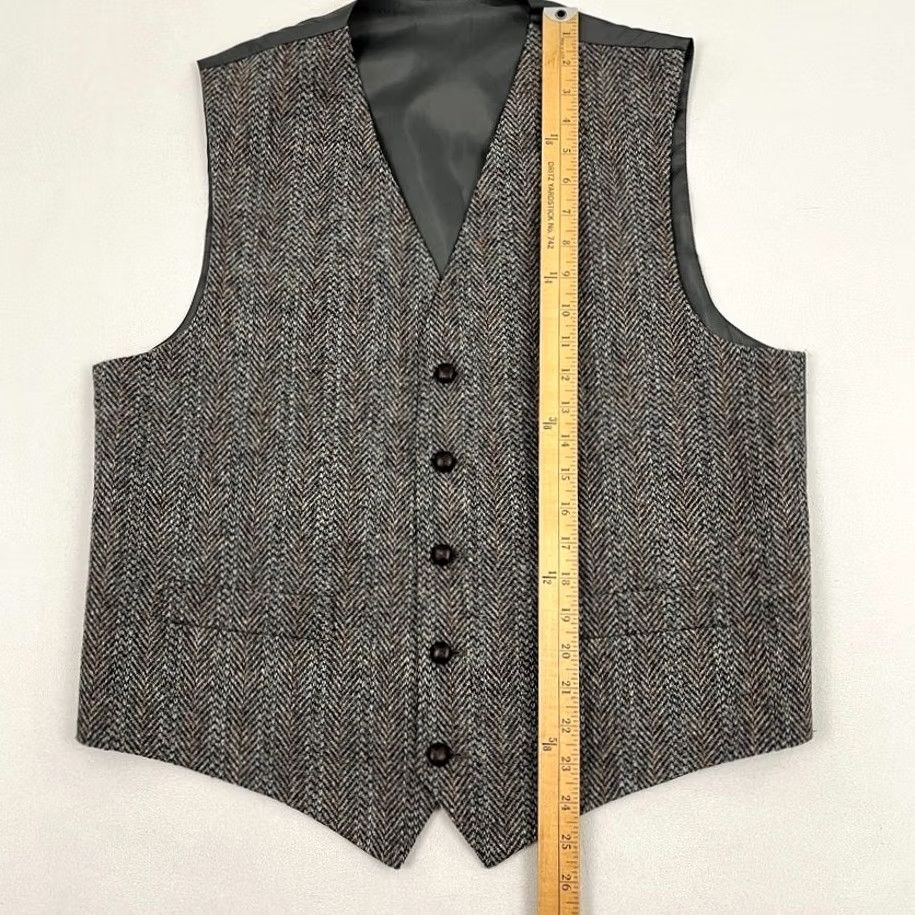 Harris Tweed Harris Tweed Coat Mens L Gray Wool Waistcoat Adult Herringbone Suit Vest Button Size US L / EU 52-54 / 3 - 4 Thumbnail