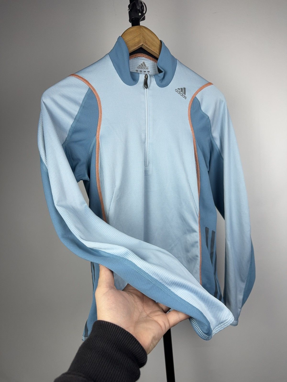 Adidas 00s Adidas ClimaWarm Light Blue Running Top Half Zip M Size M / US 6-8 / IT 42-44 - 7 Thumbnail