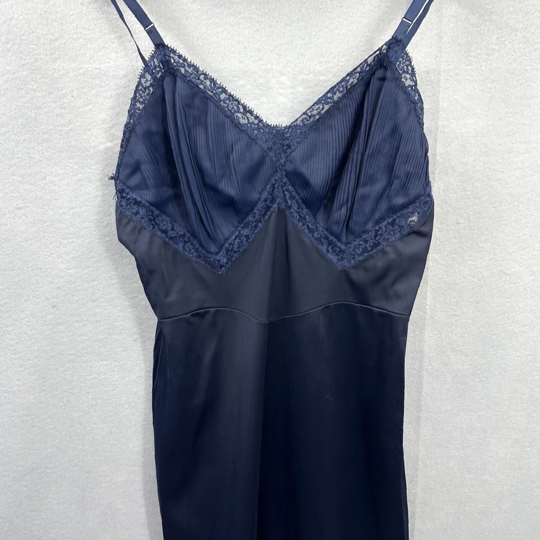 Vintage VINTAGE Vanity Fair Full Slip Nylon Floral Lace Chiffon 1960s Blue Women’s Medium Size ONE SIZE - 5 Thumbnail