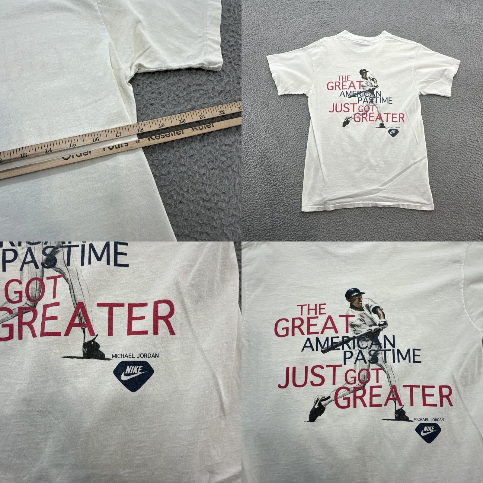 Nike VINTAGE Nike Jordan Babe Ruth Baseball T Shirt USA Gray L Men's 90s Graphic Tee Size US L / EU 52-54 / 3 - 9 Thumbnail