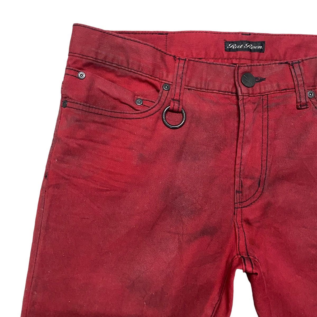 Roen RAT ROEN Blood Red Waxed Skinny Jeans Size US 32 / EU 48 - 4 Thumbnail