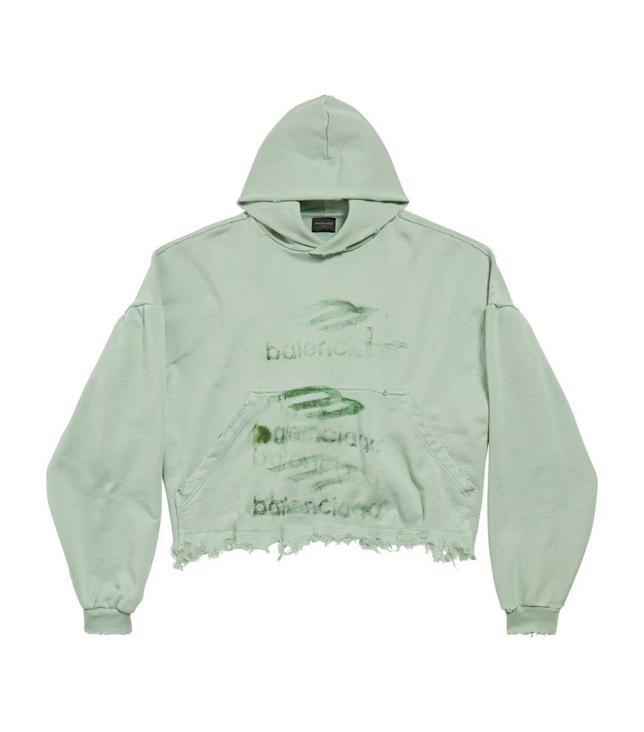 Balenciaga o1tr1nto0526 555 / DIY Imprint Cropped Hoodie in Sage Green Size US XL / EU 56 / 4 - 1 Thumbnail