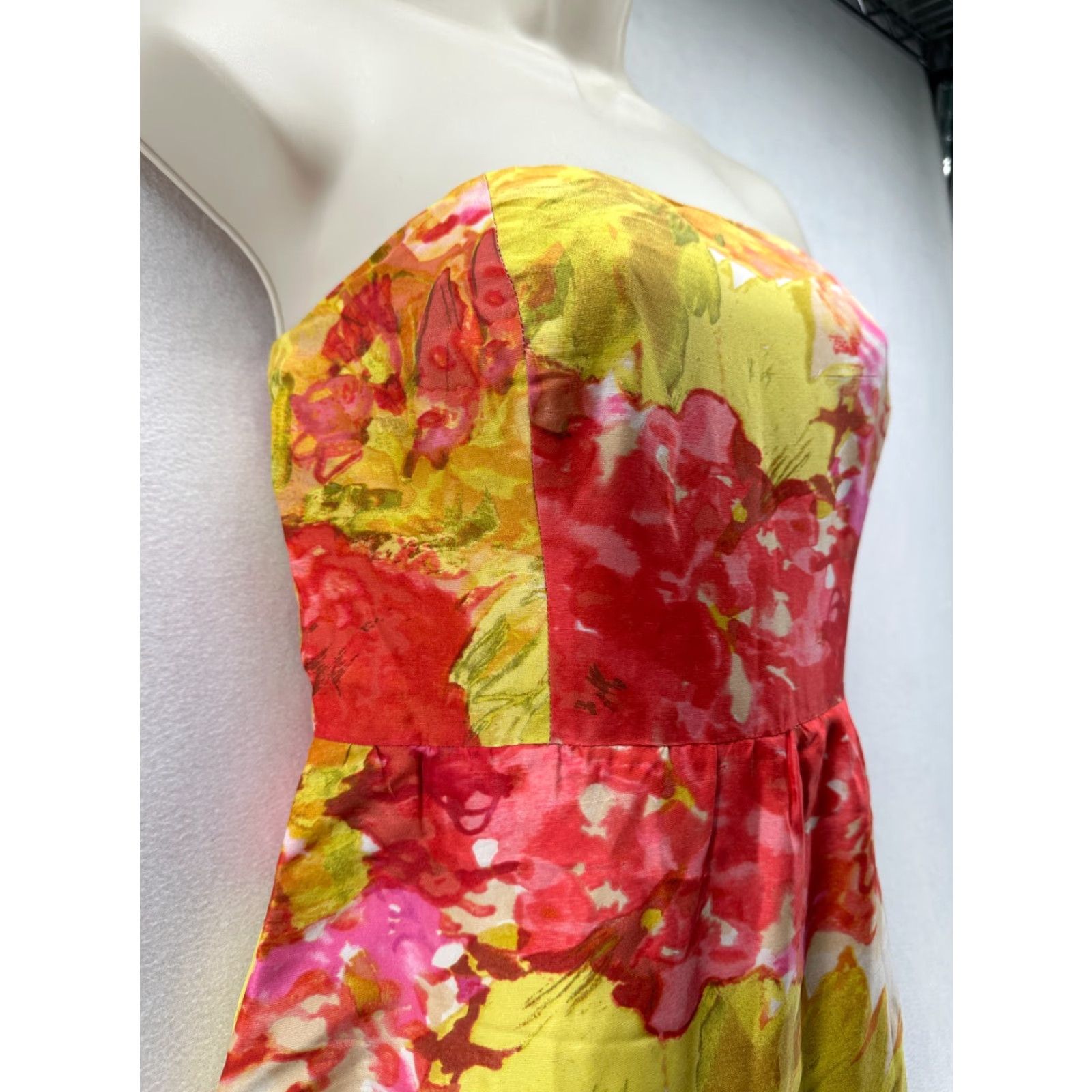 J.Crew J.Crew Dress Mini Strapless Silk Yellow Floral Size 4 Women Party Cocktail Vintage No Size S / US 4 / IT 40 - 4 Thumbnail