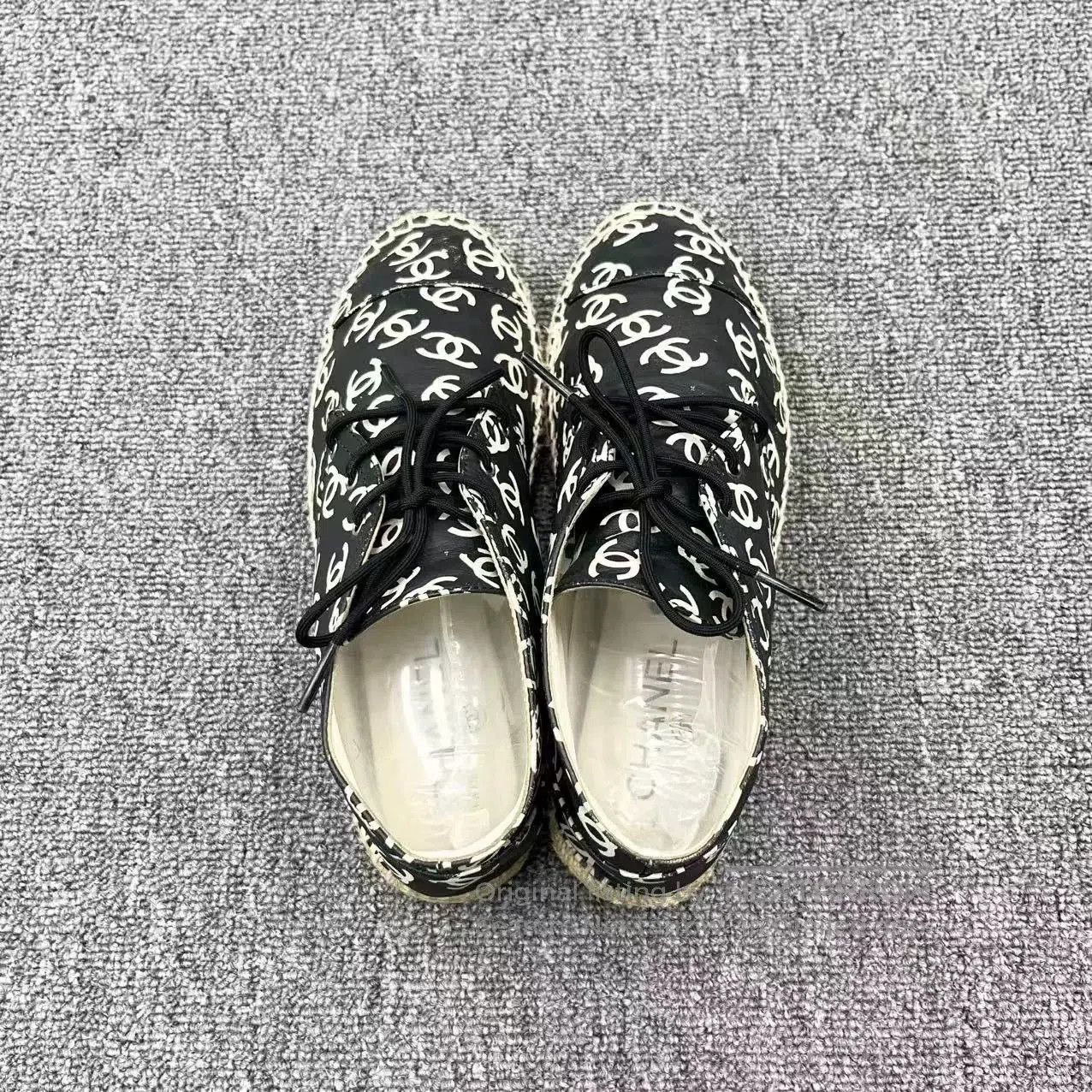 Chanel Chanel New Black White CC Straw Fisherman Shoes. Size US 6 / IT 36 - 4 Thumbnail