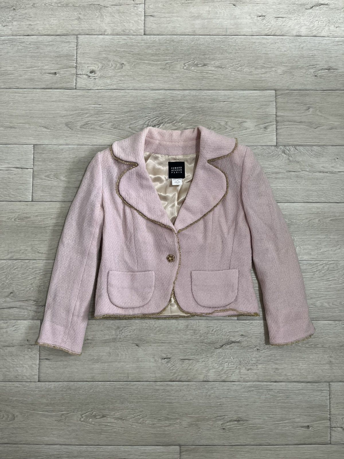 Other Edward Achour Paris Pastel Pink Tweed Jacket Size L FR 44 Size L / US 10 / IT 46 - 1 Thumbnail