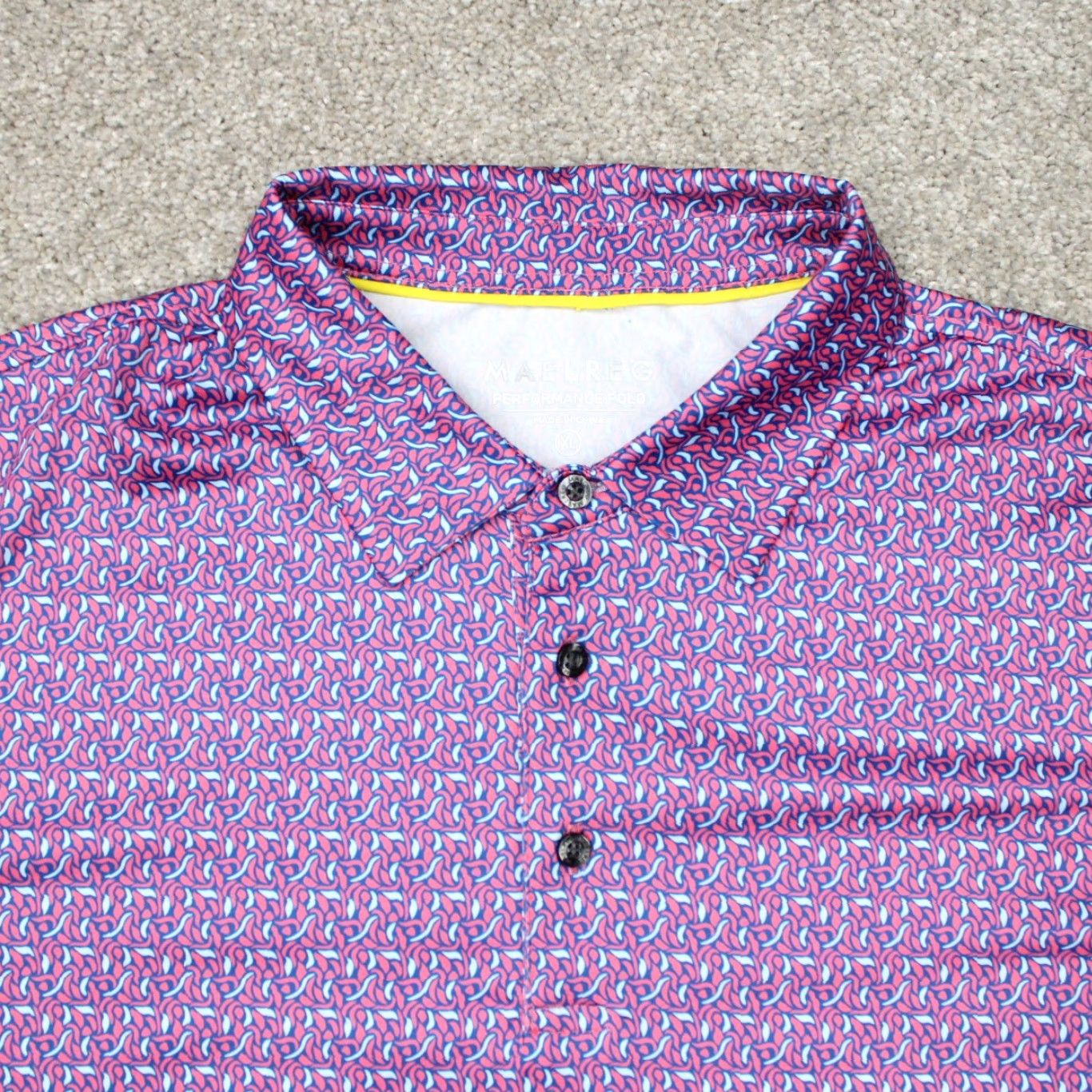Vintage Maelreg Polo Shirt Mens XL Pink/Blue Geometric Performance Golf Short Sleeve Shirt Size US XL / EU 56 / 4 - 4 Thumbnail