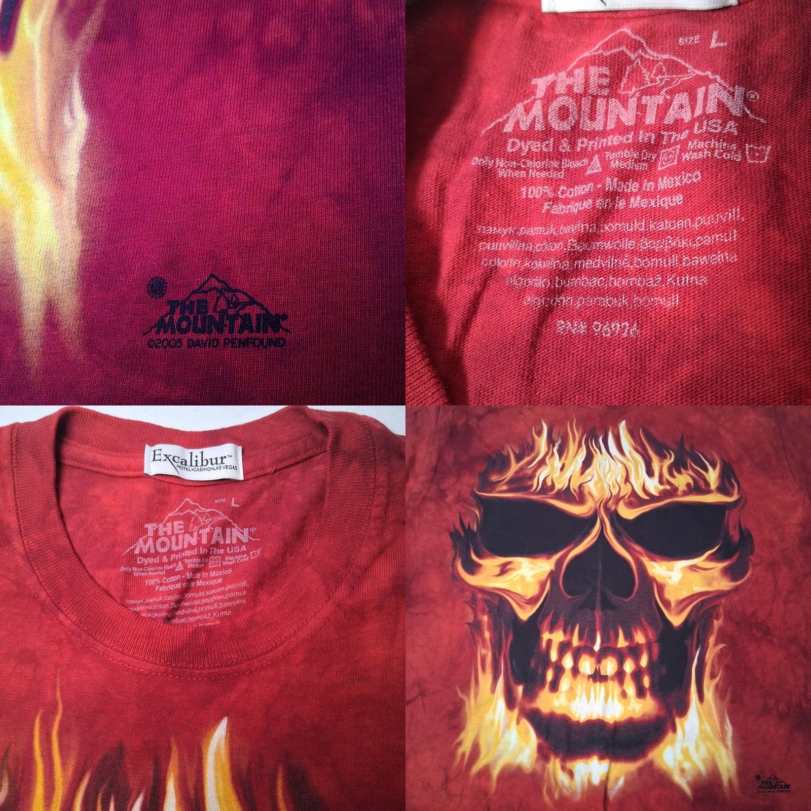 The Mountain VINTAGE The Mountain Flaming Skull Shirt L Red Excalibur Casino Las Vegas 2005 Penfound Mens Size US L / EU 52-54 / 3 - 8 Thumbnail