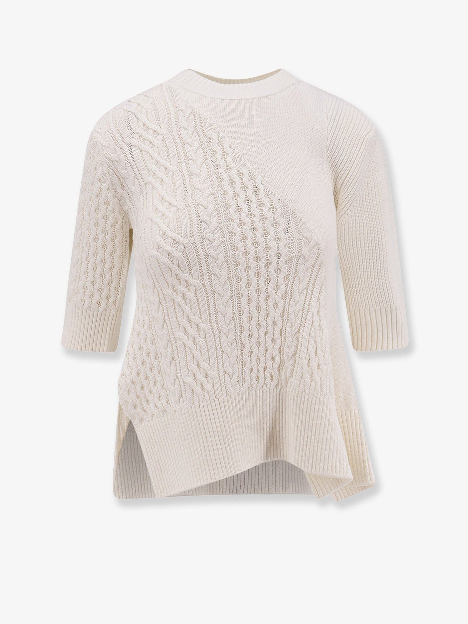 Sacai Asymmetrical Cotton Blend Sweater Size L / US 10 / IT 46 - 1 Thumbnail