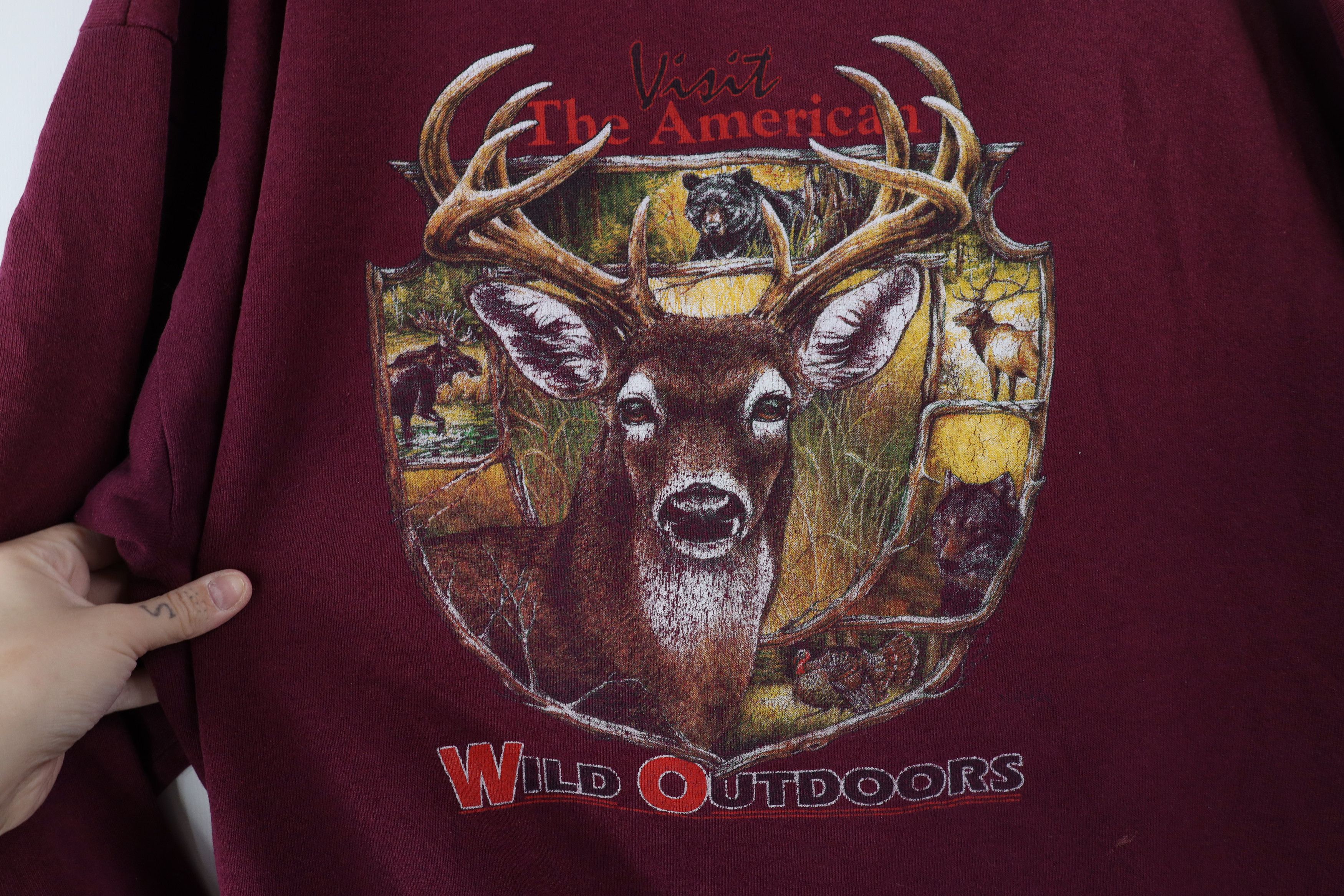 Vintage Vintage 90s Streetwear Outdoors Deer Buck Sweatshirt USA Size US XXL / EU 58 / 5 - 4 Thumbnail