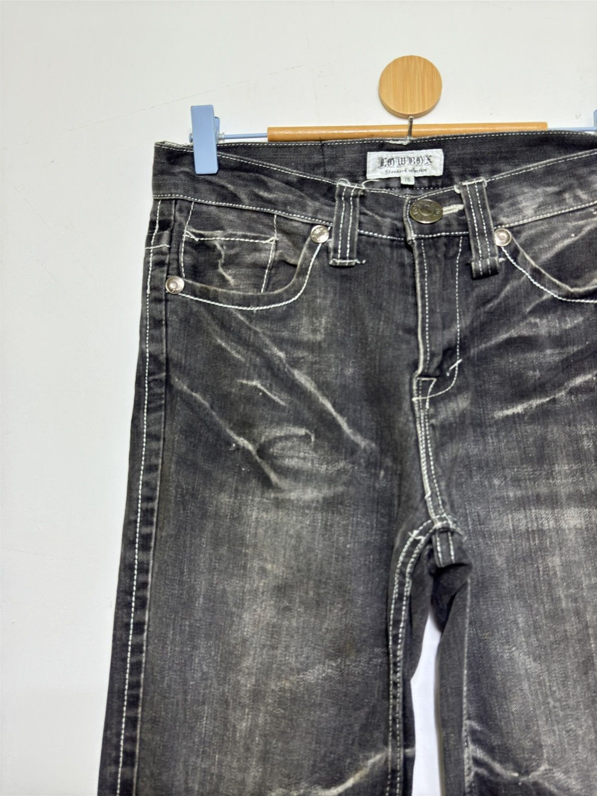 Hysteric Glamour Lowbox Black Acid Wash Claw Mark Denim Vintage Y2K Jeans Size US 29 - 4 Thumbnail