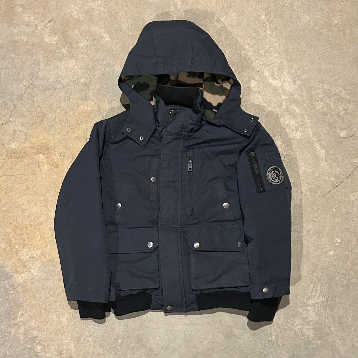 Diesel Diesel Fleece Lined Hooded Cargo Bomber Jacket Rare Designer Size US S / EU 44-46 / 1 - 1 Thumbnail