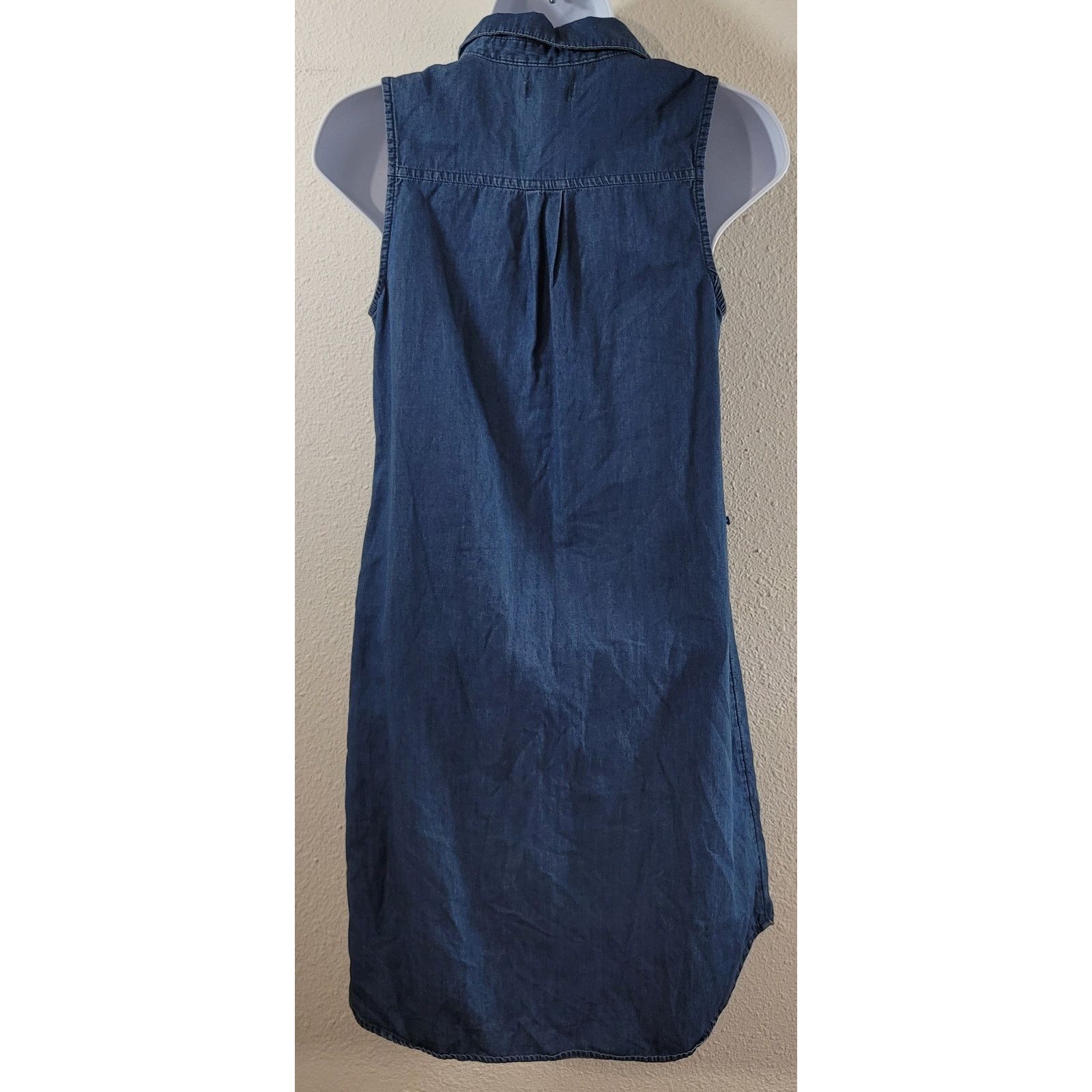 Old Navy Old Navy Denim Sleeveless Pointed Collar Mini Shirt Dress XS Size XS / US 0-2 / IT 36-38 - 4 Thumbnail