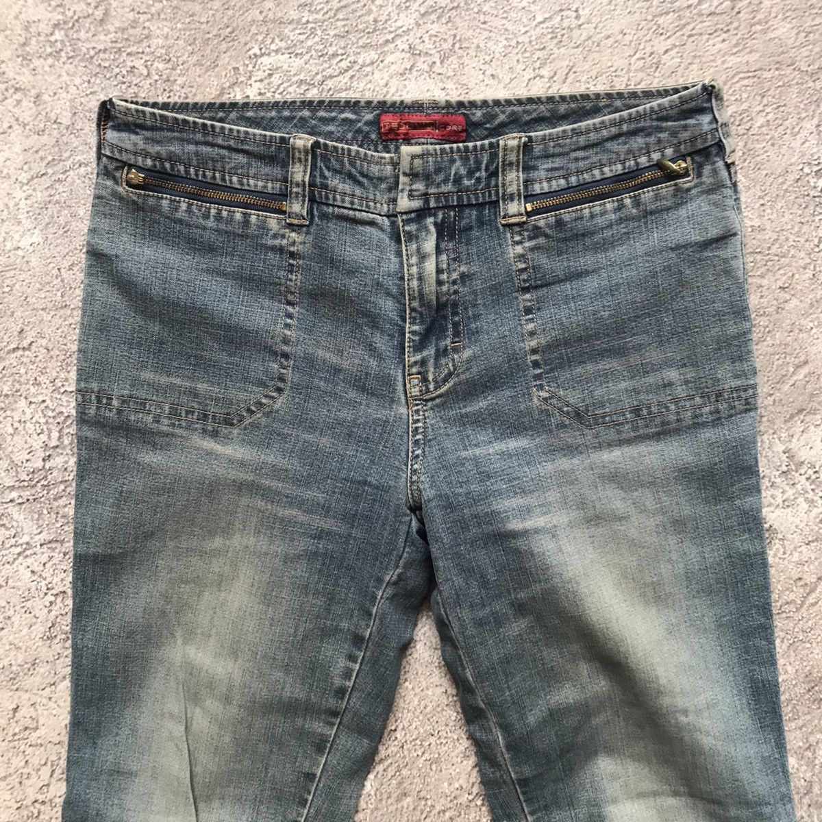 Vintage Vintage 90s Distressed Flared Jeans Low Rise Grunge Y2K 28 Size 28" / US 6 / IT 42 - 3 Thumbnail